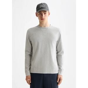 SCOTCH & SODA Waffle Knit Top Long Sleeve Mid Grey Melange Men's M